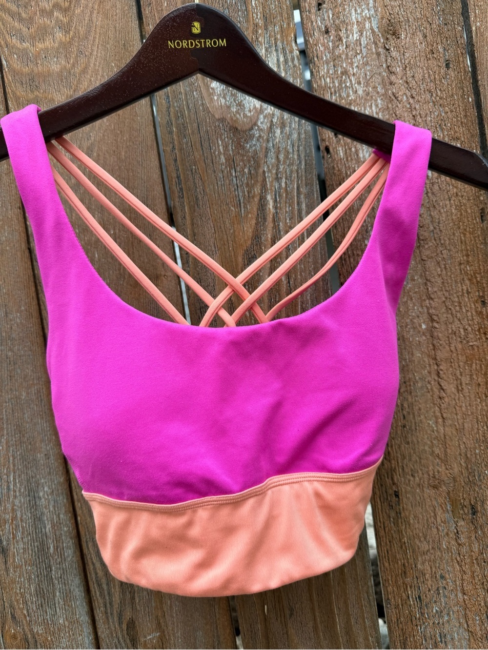 VICTORIAS SECRET Womens Pink Orange Criss Cross Strappy Sports Bra Size Medium - Picture 2 of 9